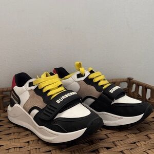 Burberry Kids Sneakers - Black, White, Tan, Yellow